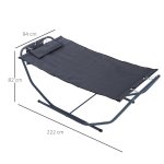 Hamac de jardin avec support sur pied 2, 22 x 0, 94 x 0, 82 m grand confort têtière pochette rangement ... Hamac de jardin avec support sur pied 2, 22 x 0, 94 x 0, 82 m grand confort têtière pochette rangement ...