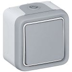 Interrupteur ou va - et - vient �tanche plexo complet saillie - gris