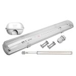 Kit de rglette led etanche double pour tubes t8 60cm ip65 (2 tubes non lumineuse led 60cm t8 10w inclus) ...