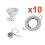 Kit spot led gu10 encastrable 8w orientable rond blanc (pack de 10) - blanc chaud 2300k - 3500k - silamp ...