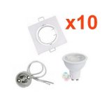 Kit spot led gu10 orientable carré blanc avec ampoule led 8w (pack de 10) - blanc neutre 4000k - 5500k ... Kit spot led gu10 orientable carré blanc avec ampoule led 8w (pack de 10) - blanc neutre 4000k - 5500k ...