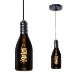 Kit suspension luminaire design noir mtal avec ampoule e27 led filament bouteille 4w - silamp