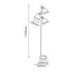 Lampadaire 3xe27 metal noir / verre blanc 170cm