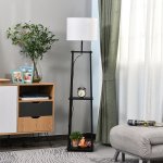 Lampadaire design contemporain 3 Étagères intégrées 40 w max. dim. 34l x 34l x 150h cm mdf métal noir ... Lampadaire design contemporain 3 Étagères intégrées 40 w max. dim. 34l x 34l x 150h cm mdf métal noir ...