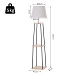 Lampadaire design contemporain dim. 40l x 40l x 160h cm 40 w max. 3 tagres intgres bois massif caoutchouc ...