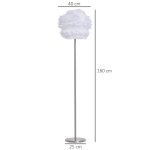 Lampadaire plume sur pied - ampoule e27 60 w max. - interrupteur  pied - dim.  40 x 160h cm - mtal ...