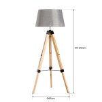 Lampadaire trépied hauteur réglable 65 x 65 x 99 - 143 cm lampe de sol 40 w bois style nordique gris Lampadaire trépied hauteur réglable 65 x 65 x 99 - 143 cm lampe de sol 40 w bois style nordique gris