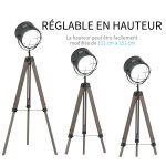 Lampadaire trépied projecteur style industriel néo - rétro hauteur réglable 63l x 63p x 111 - 151h cm ... Lampadaire trépied projecteur style industriel néo - rétro hauteur réglable 63l x 63p x 111 - 151h cm ...