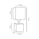 Lampe � poser en ch�ne huil�, design cubic, abat jour blanc, 1 ampoule, trongo