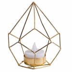 Lampe  poser dore luca gold cage, led, ip20, 1 bougie led 3v, classe iii