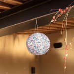 Lampion solaire chinoise stupa bleu nylon ?30cm