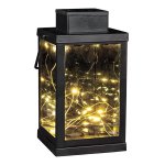Lanterne magique 3d solaire microcosmo noir acier h24cm