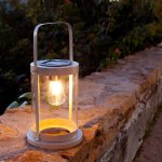 Lanterne solaire sans fil forum beige acier h38cm