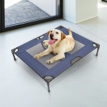 Lit sur pieds xxl pour chien chat lit de camp animal 92l x 76l x 18h cm bleu marine