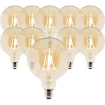 Lot de 10 ampoules dco filament led ambre globe 7w e27 720lm 2500k