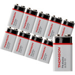 Lot de 10 piles alcaline 6lr61 9v - thomson