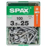 Lot de 100 vis acier t�te autofrais�e plate spax, diam. 3. 5 mm x l. 25 mm