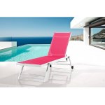Lot de 2 bain de soleil textilène matelassé et aluminium jolia - phoenix - fuschia / blanc Lot de 2 bain de soleil textilène matelassé et aluminium jolia - phoenix - fuschia / blanc