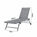 Lot de 2 bains de soleil / transat de aluminium inclinable avec roulettes - argent gris clair - alia ...