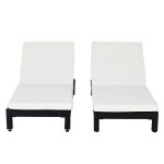 Lot de 2 bains de soleil transats - grand confort - dossier inclinable multi - positions - matelas fournis ...