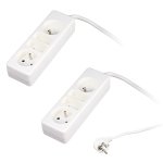 Lot de 2 blocs multiprise 2 prises 6a + 2 prises 16a blanc