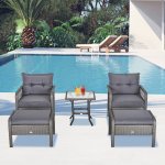 Lot de 2 fauteuils de jardin grand confort repose - pied table basse r�sine tress�e et filaire imitation ...