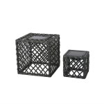 Lot de 2 lanternes cubes solaires louy gris poly rotin h26cm