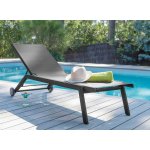 Lot de 2 lits de soleil empilables florence - 5 inclinaisons - tpep - gris