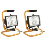 Lot de 2 projecteurs halognes 400w jaune chantier - ip44 nf