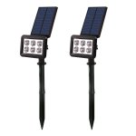 Lot de 2 spots solaires 2 en 1 squary noir plastique h42cm Lot de 2 spots solaires 2 en 1 squary noir plastique h42cm