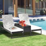Lot de 2 transats bains de soleil design - grand confort - matelas dhoussable crme, inclinaison rglable ...