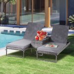 Lot de 2 transats bains de soleil design - grand confort - matelas dhoussable, inclinaison rglable ...