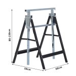 Lot de 2 trteaux pliables tlescopiques hauteur rglable 80 - 130 cm noir