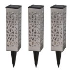 Lot de 3 balises solaires organic inox noir acier h31cm Lot de 3 balises solaires organic inox noir acier h31cm