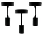 Lot de 3 kits de suspension luminaire mtal avec cordons textiles noir
