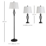 Lot de 3 luminaires design contemporain - lampadaire sur pied + 2 lampes de tables - mtal noir polyester ...