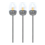 Lot de 3 mini balises solaires mini olympe gris acier h38cm