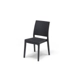 Lot de 4 chaises de jardin clio - en resine tressee - 55 x 46 x 85 cm - gris anthracite