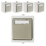 Lot de 5 boutons poussoir porte tiquette gris clair - ip54 - akya