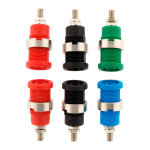 Lot de 6 douilles de sécurité Ø4mm fixation par Écrou: 2 rouges + 2 noires + 1 bleue + 1 verte - zenitech ... Lot de 6 douilles de sécurité Ø4mm fixation par Écrou: 2 rouges + 2 noires + 1 bleue + 1 verte - zenitech ...