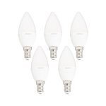 Lot x5 ampoules led flamme, culot e14, 5, 5w cons. (40w q. ), lumire blanc neutre