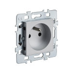 Mcanisme prise  encastrer 2p + t 16a cache argent + support mtal
