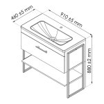 Meuble  poser 1dus - l90cm - blanc - laqu - livr mont