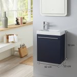 Meuble lave - mains bleu nuit avec lave - mains en c�ramique et mitigeur eau chaude / eau froide � gauche ...