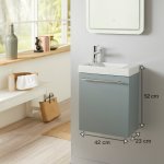 Meuble lave - mains couleur vert de gris + mitigeur eau chaude / eau froide  gauche