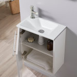 Meuble lave - mains pour wc blanc avec vasque design en solid stone et mitigeur
