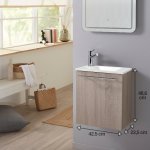 Meuble lave - mains pour wc finition chne blanchi effet naturel avec robinet eau froide