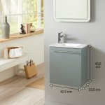Meuble lave - mains pour wc vert de gris moderne avec robinet eau froide