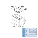 Meuble de salle de bain 60 cm couleur blanc  suspendre avec plan vasque - so matt