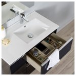 Meuble salle de bain 85 cm  suspendre noir brillant + miroir + clairage - srie dynamic 2 tiroirs + ...